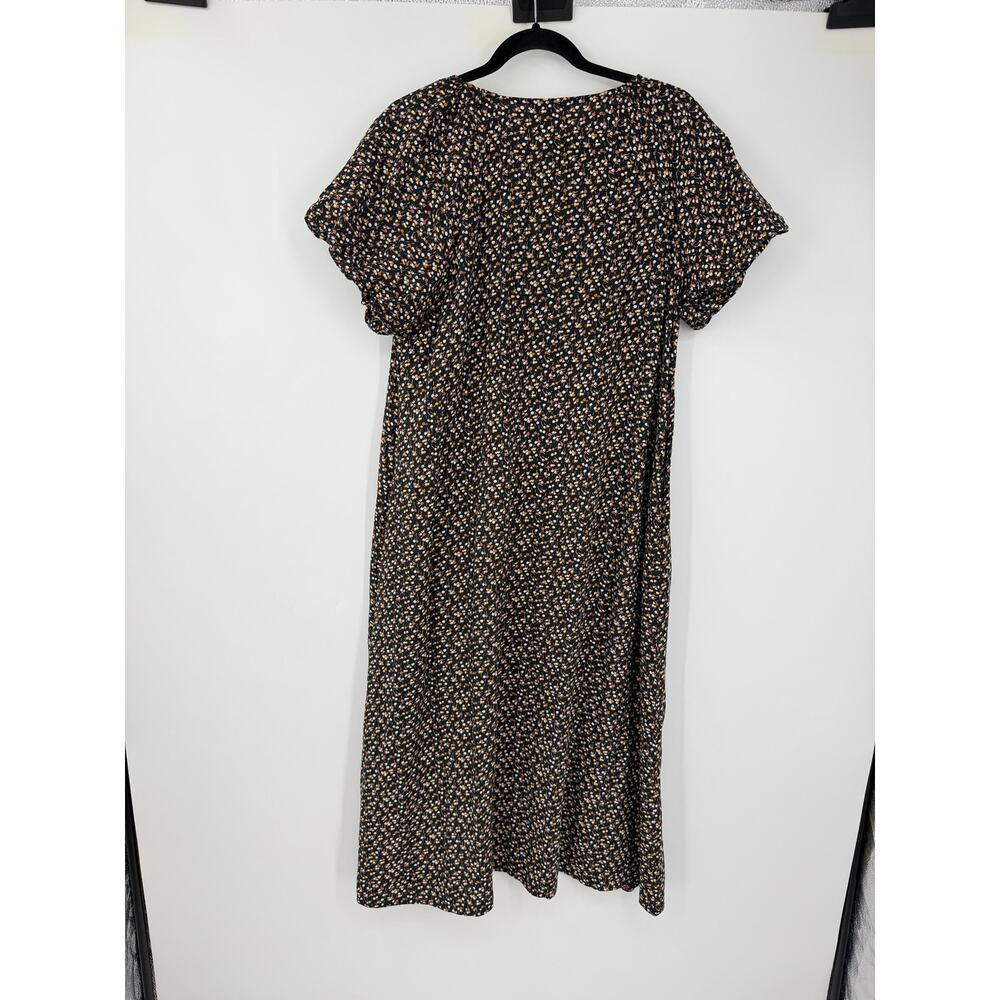 Madewell Womens M Bubble Sleeve Button-Front Midi Dress in Adorable Ditsy Black - Picture 5 of 16